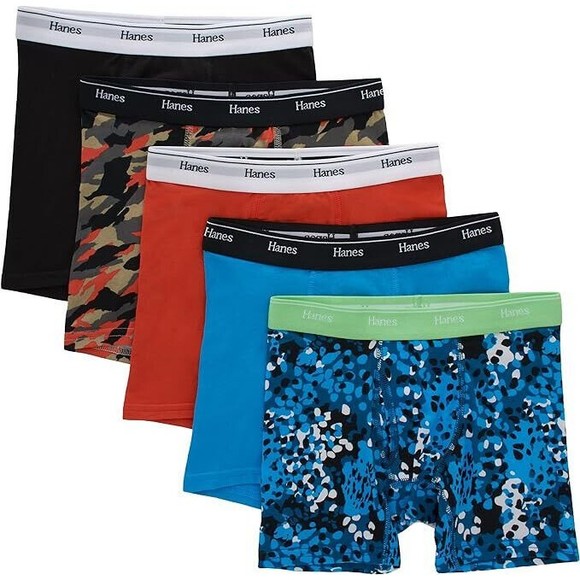Hanes Originals Boys Boxer Briefs Moisture-Wicking Stretch 5 Pack Size Sm - Picture 1 of 4
